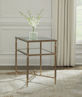 Bay Furniture Gallery - Ashley Furniture - Cloverty End Table - Rectangular End Table / Aged Gold Finish - T440-3